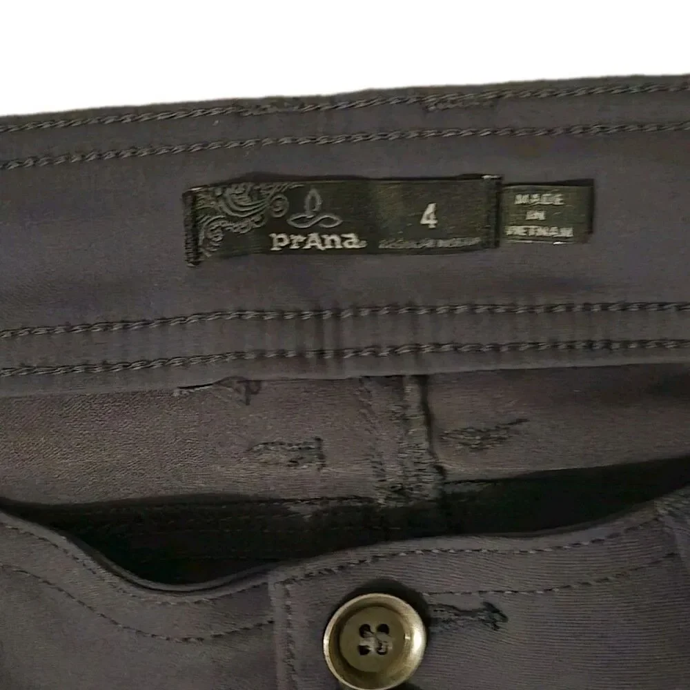 PrAna Pants Womens 4 Halle Gray Hiker Zip Stretch Nylon Straight Leg Zip Pockets